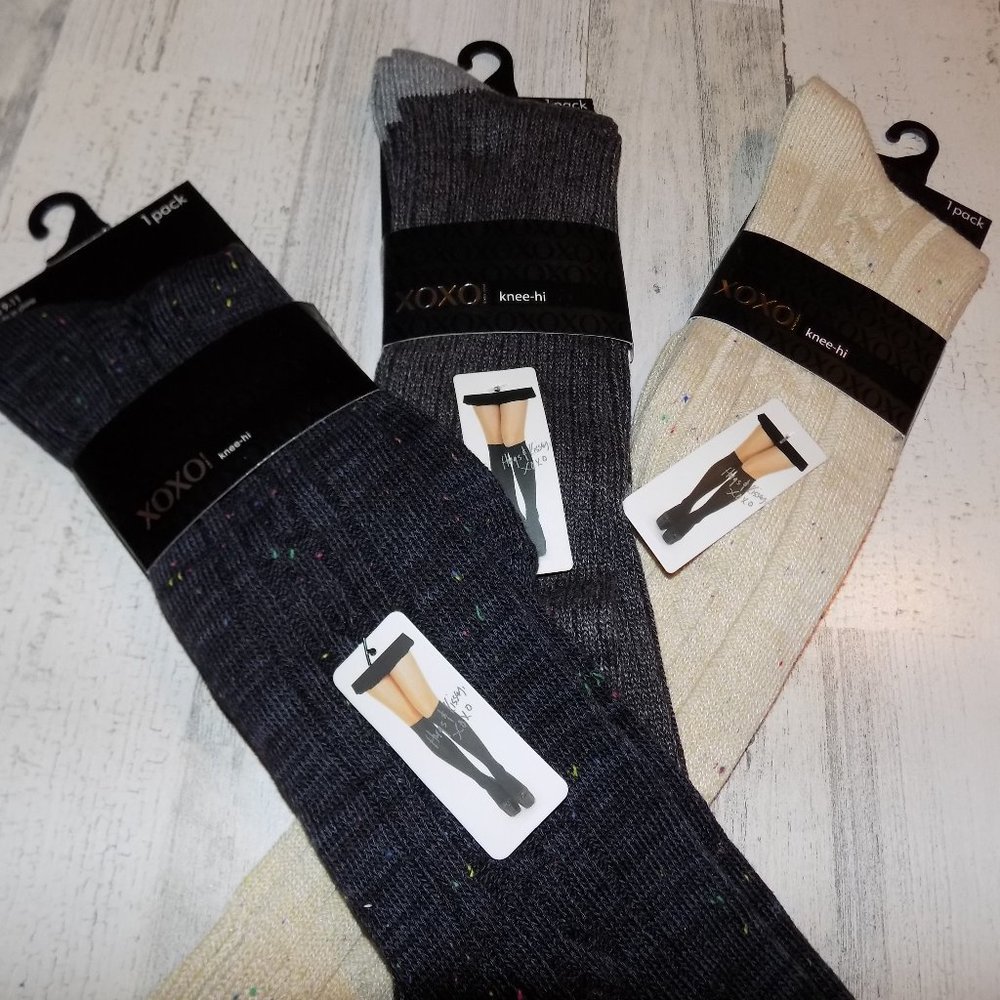 NWT XOXO Knee-Hi Knee High Legwear Socks ~ 3 Pairs